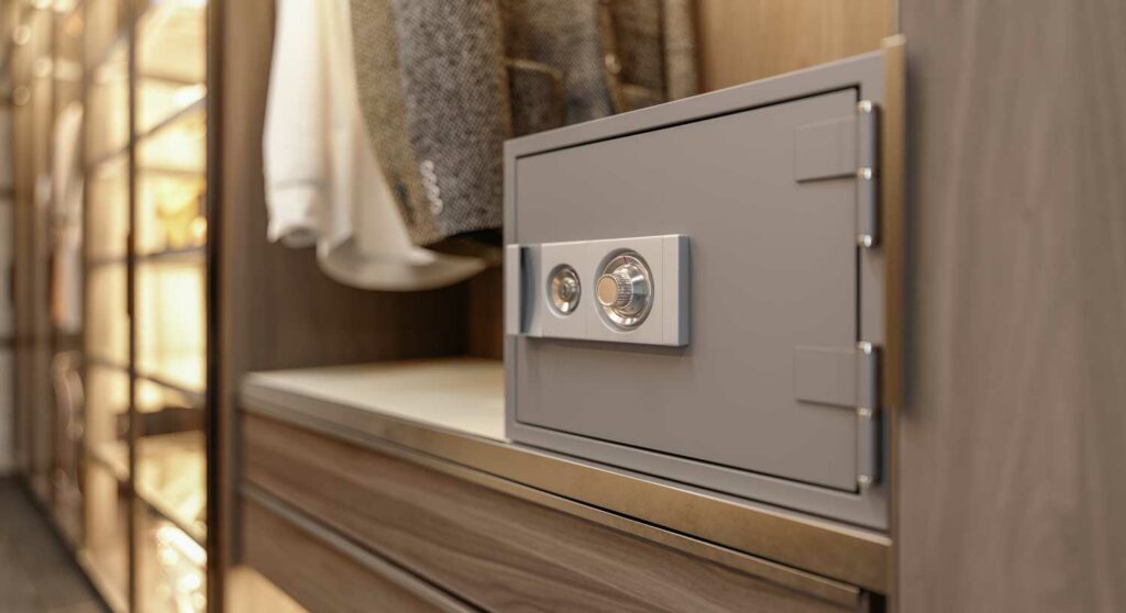 Closet safe in a home with private estate security