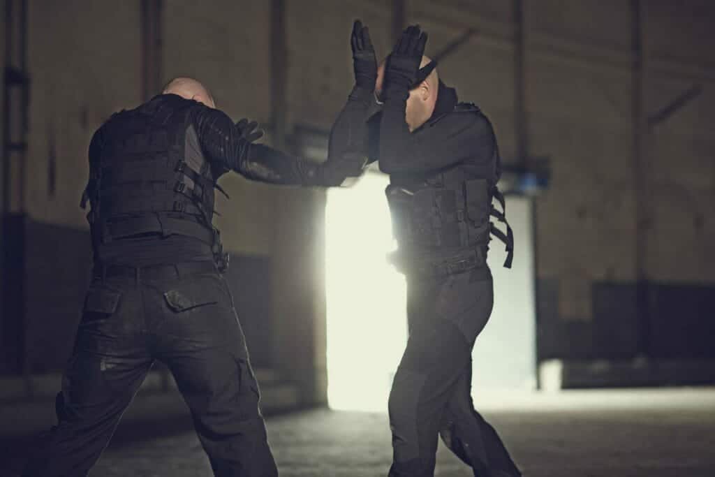 Global Risk Solutions, Inc. bodyguards training on hand to hand combat and emergency situations.