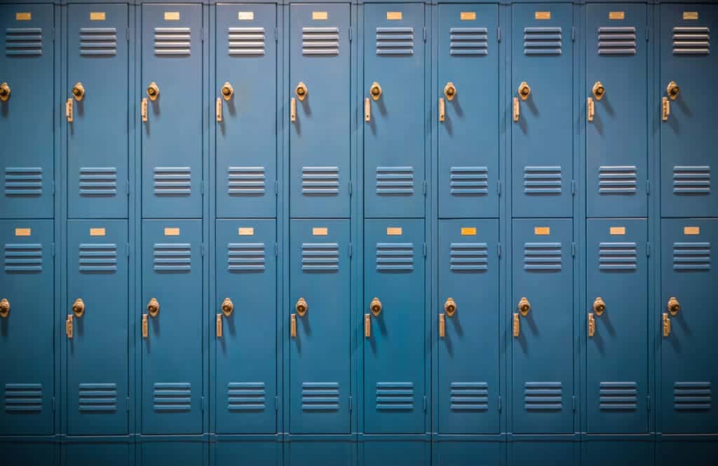 Blue Private School Hallway Lockers